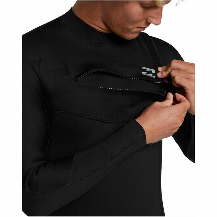 2024 Billabong Hombres Foil 4/3mm Chest Zip Neopreno ABYW100244 - Black